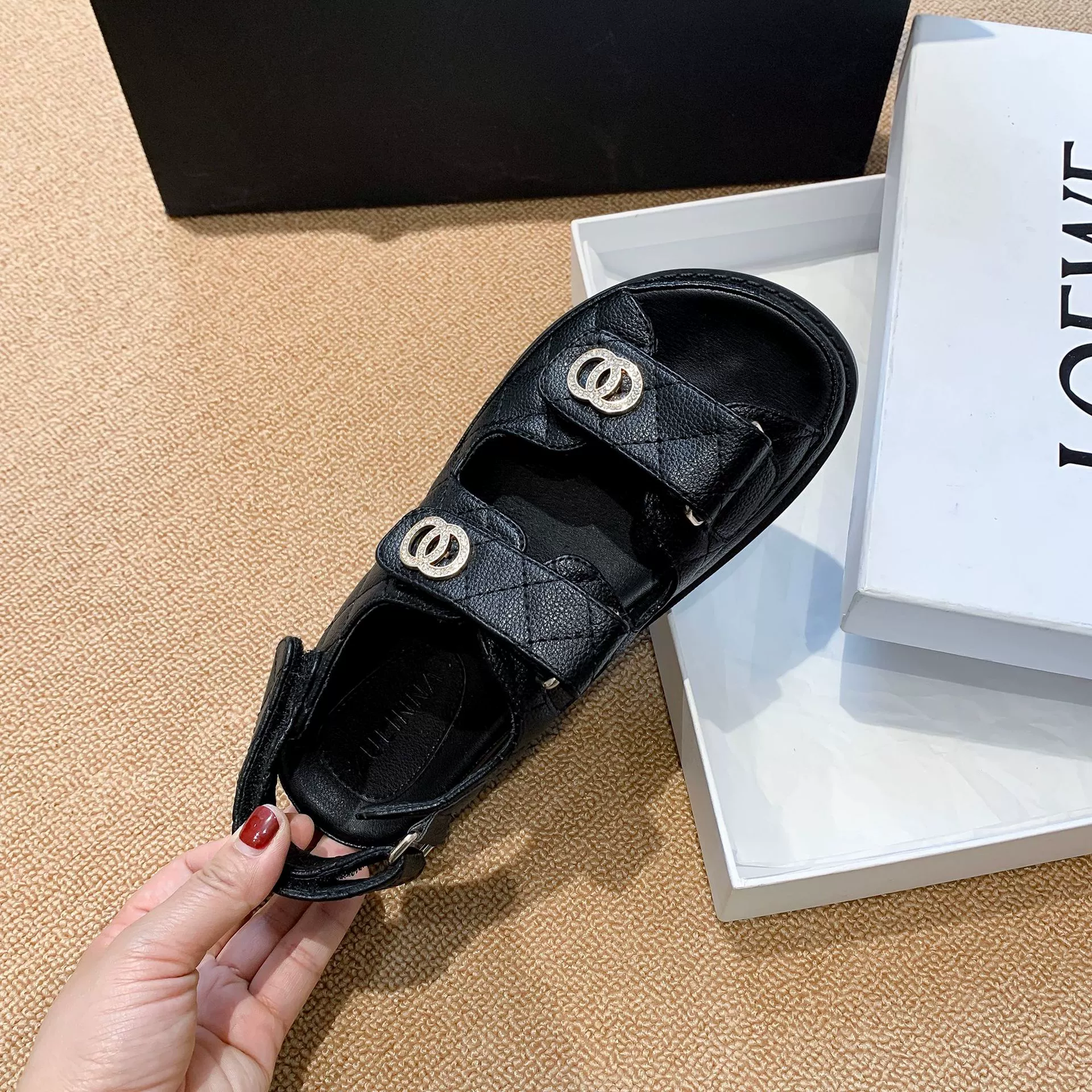 Прилив, летние пляжные сандалии на липучке, подиум обувь, стиль Chanel