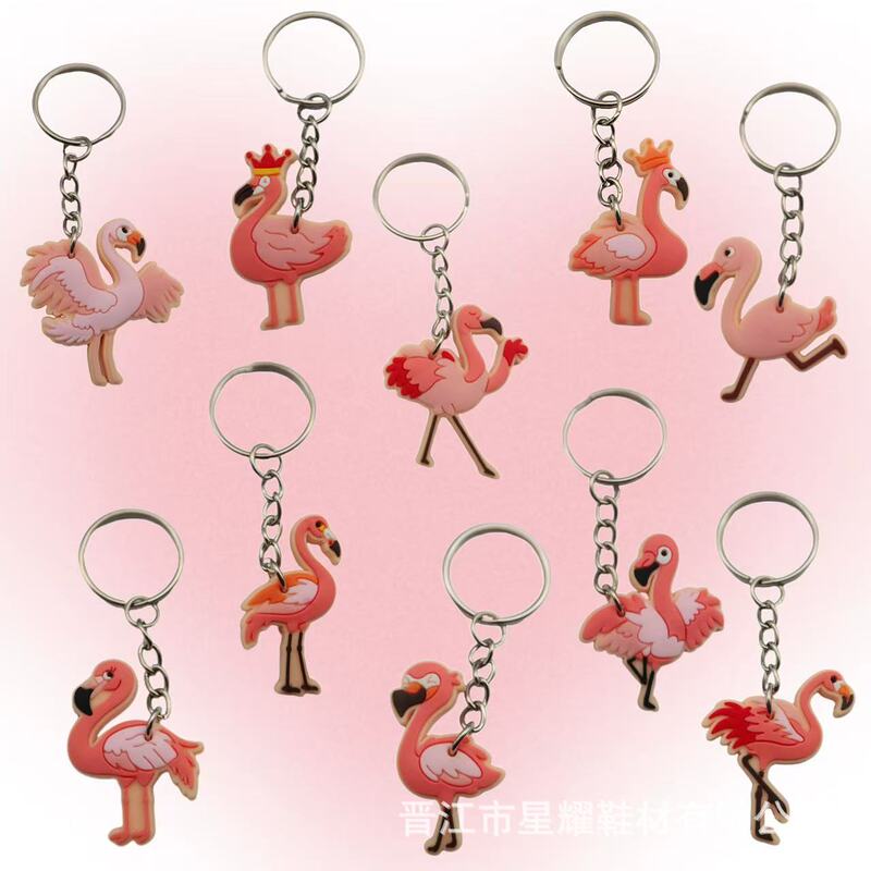 Cross-Border New Flamingo Key Chain Pendant Pvc Soft Rubber Key Pendant Bag Key Chain Accessories