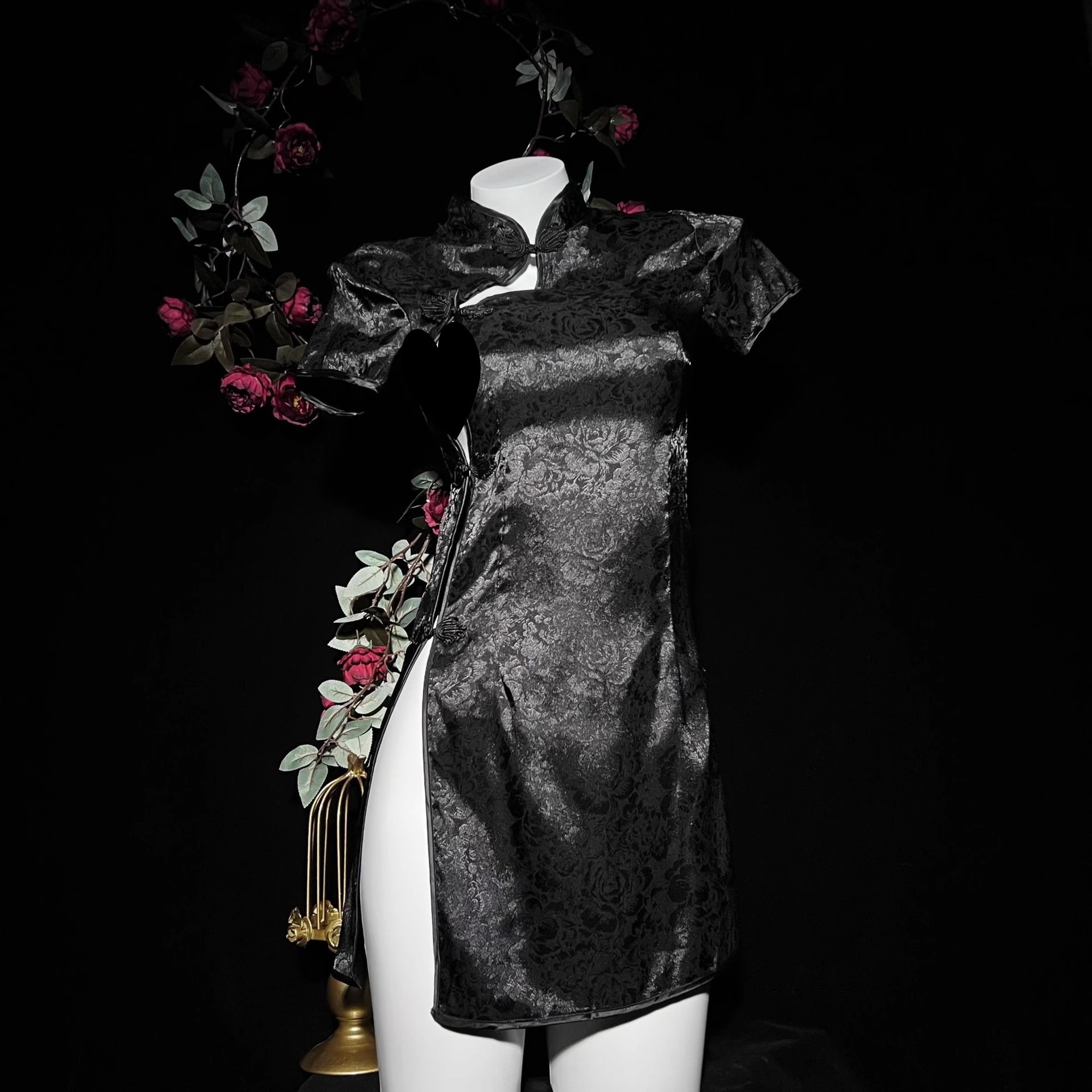 Sexy cheongsam pajamas pure desire to uniform sexy lingerie temptation hot bed satin high split high sense