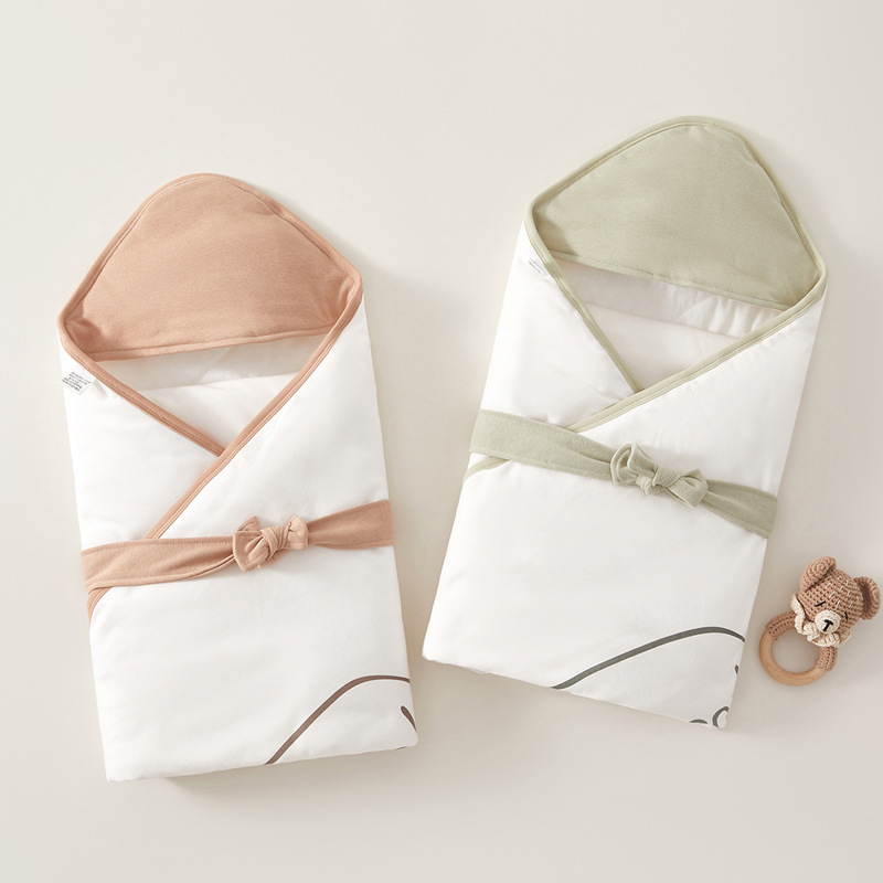 Newborn Baby Holding Quilt Newborn Baby Autumn and Winter Thin Cotton Winter Thick Wrap Pants