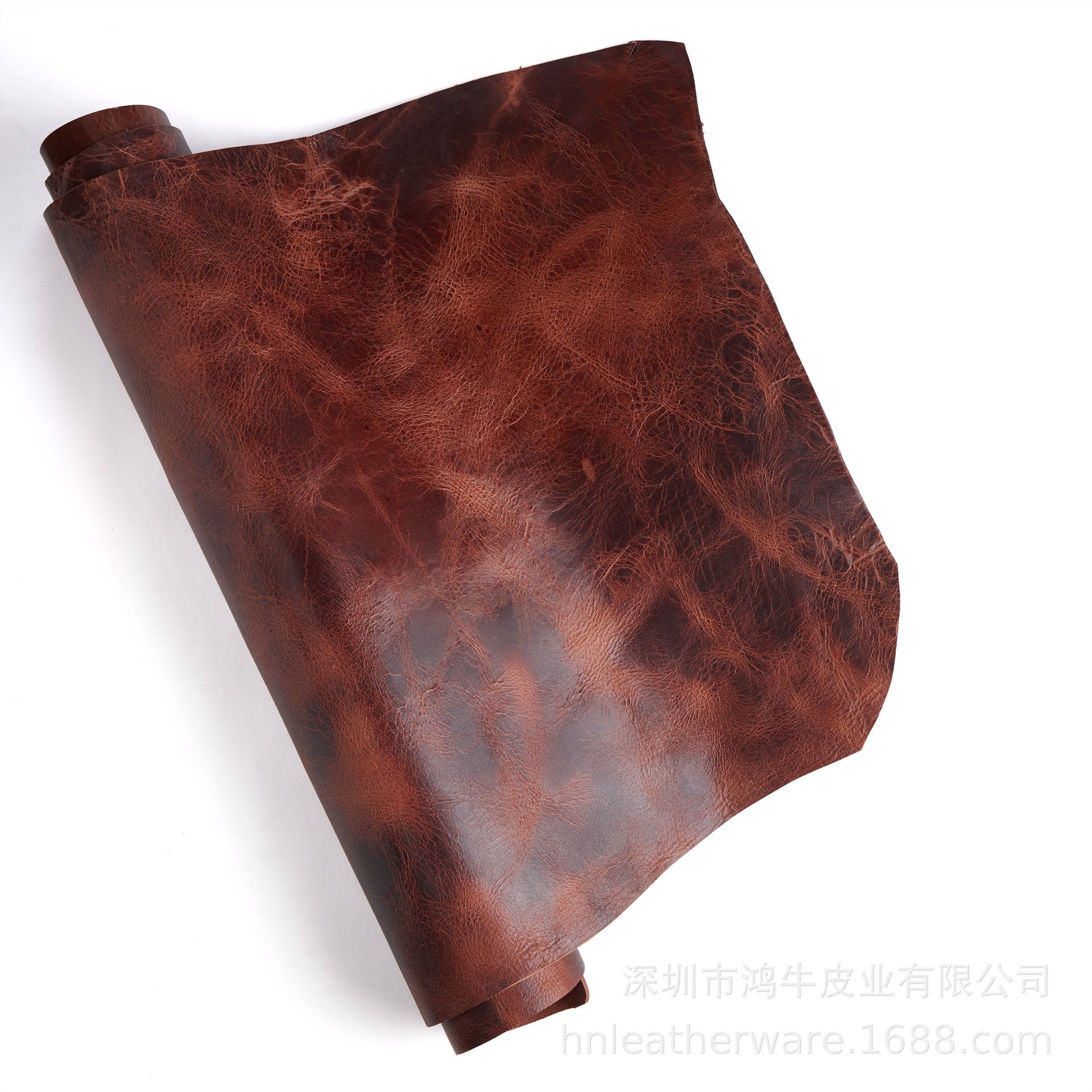 2.0复古油蜡疯马皮 双色植鞣皮 压变商标皮 做旧包包头层皮爆裂纹