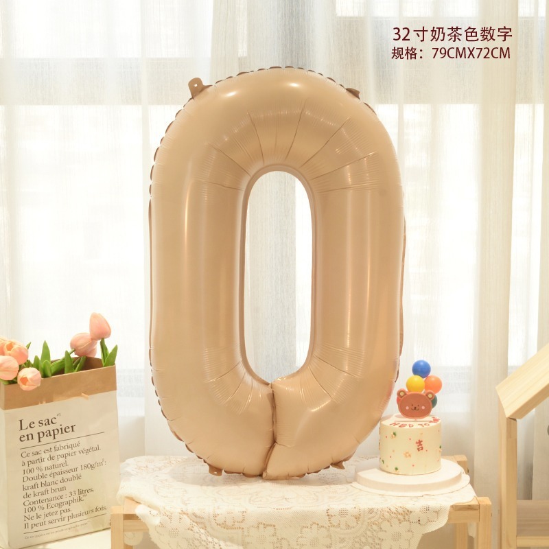新品インスタ风32インチキャラメルクリーム色アルミ膜デジタルバルーン子供诞生日満1年パーティー装饰アレンジ|undefined