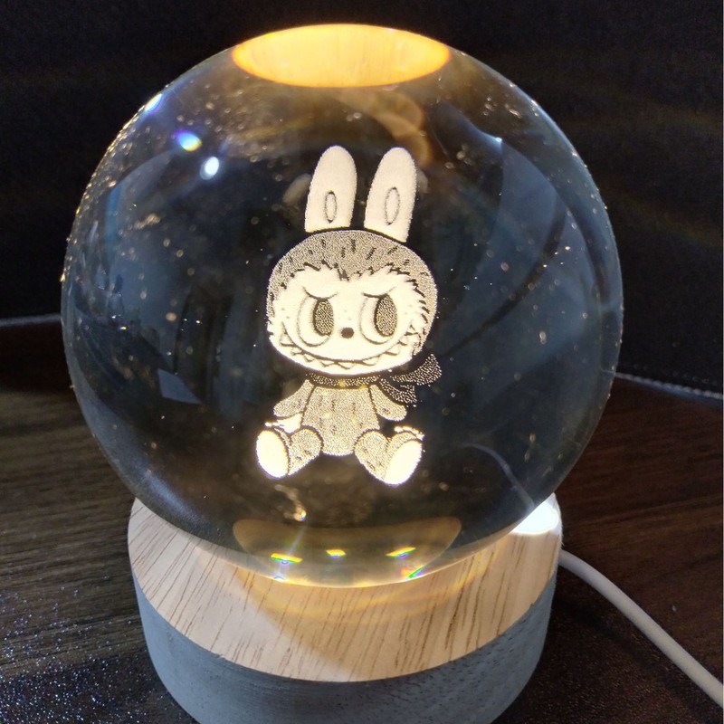 Labubu のさまざまなクリスタルボールナイトライトクリエイティブ発光装飾品デスクトップフィギュアギフト漫画かわいい|undefined