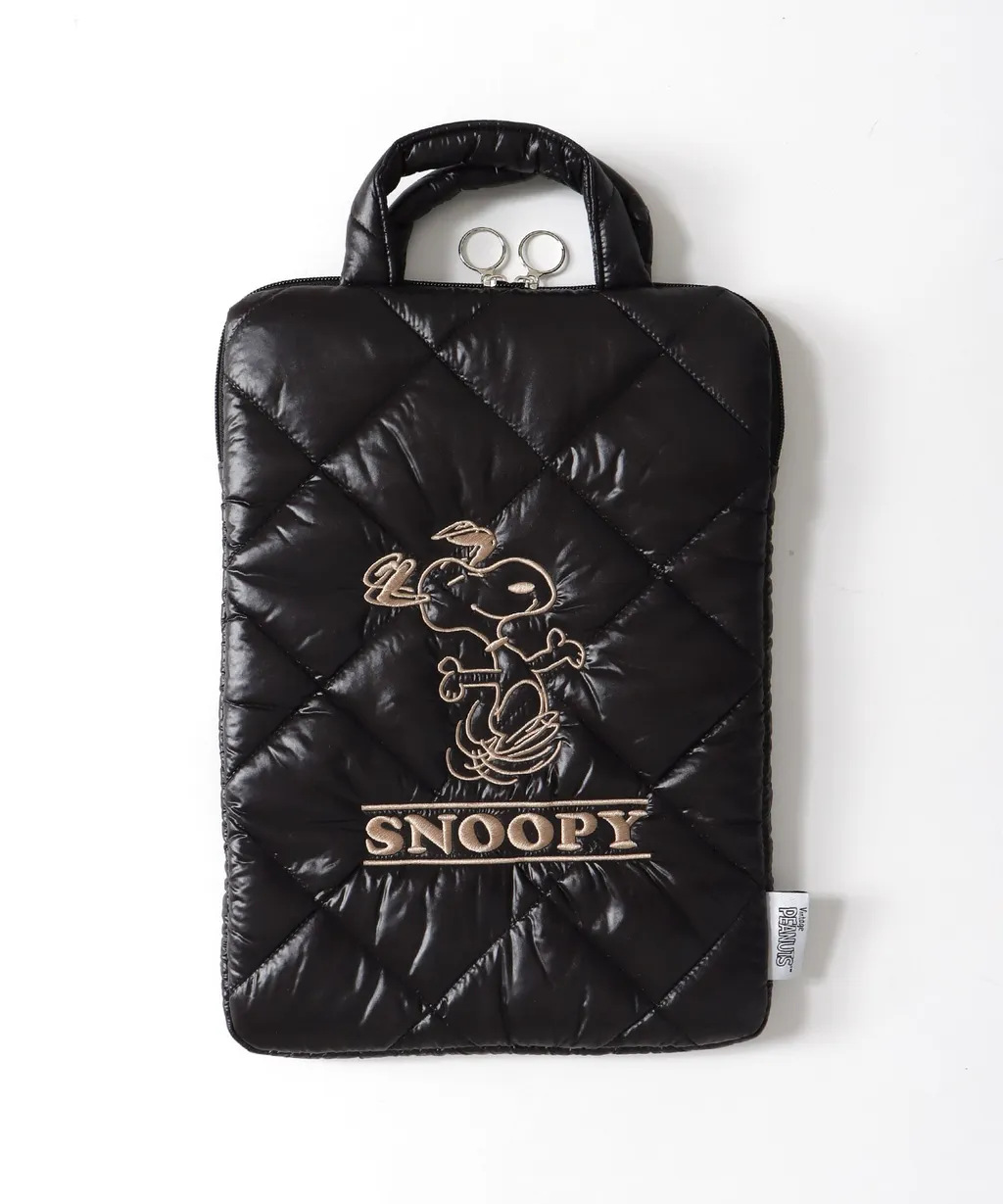 강아지 다이아몬드 격자 무늬 노트북 가방 블랙