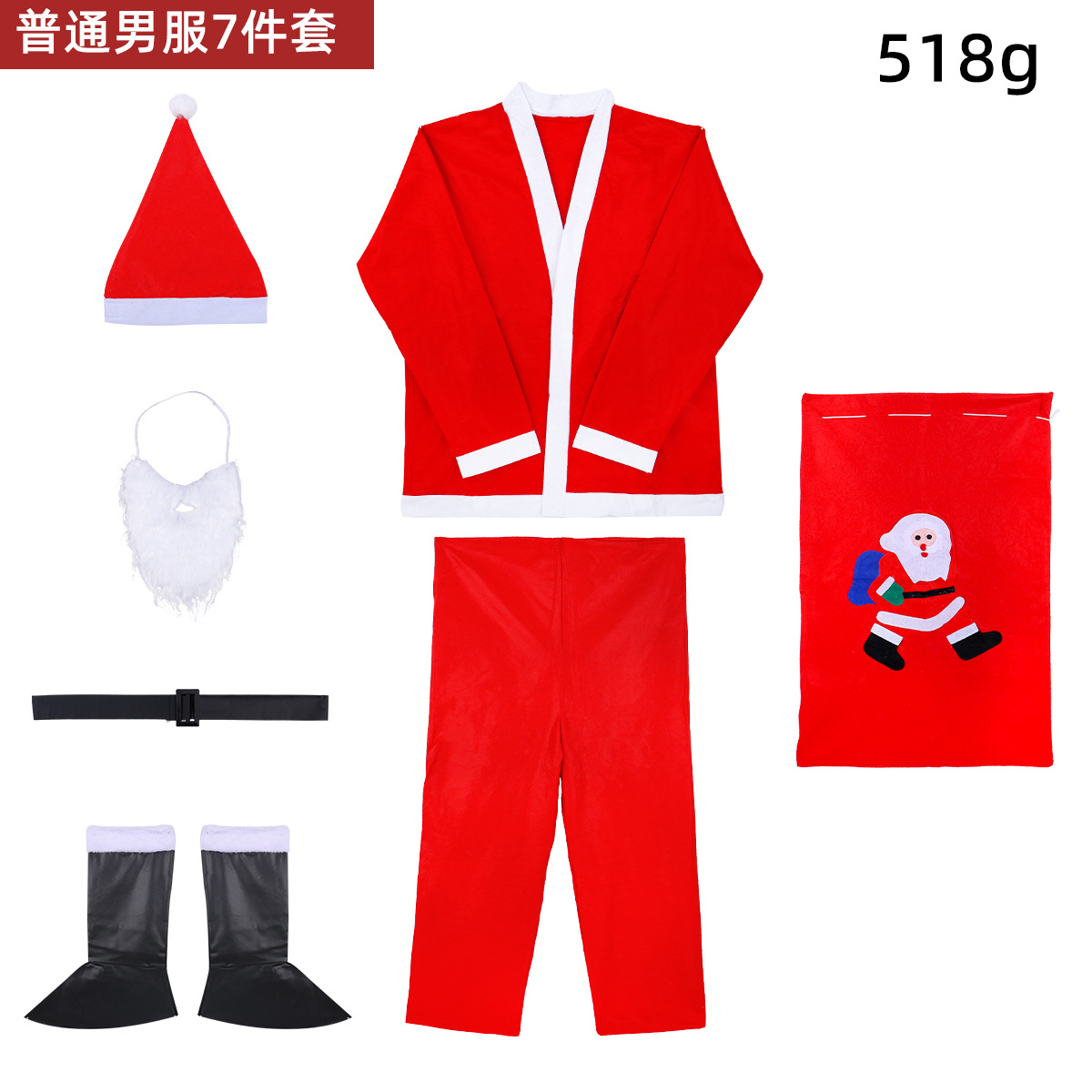 Ropa de Navidad no tejida Ropa de Navidad Ropa de hombre de Navidad Ropa de vestir de Santa Claus Traje de Navidad Conjunto de 5 piezas