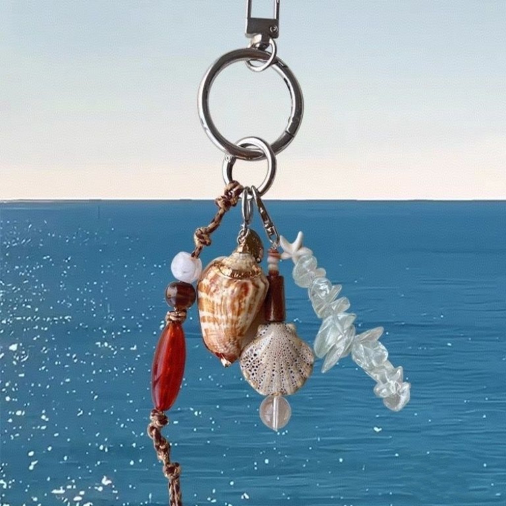 Hand-made Original Ocean Series Hand-made Beaded Atmosphere Conch Shell Bag Hanging Key Hanging Mobile Phone Pendant