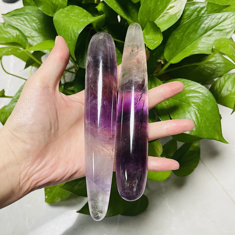 天然水晶紫晶 原石雕刻打磨水晶按摩棒 图 9