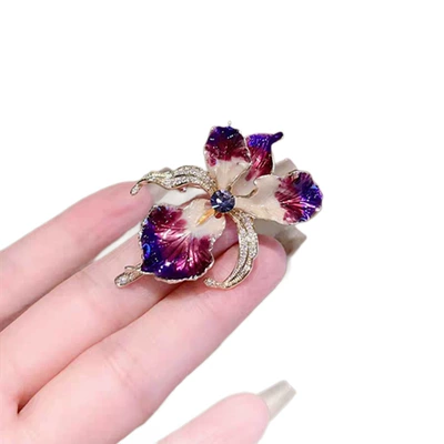 Luxury Enamel Iris Brooch for: Yaxa sancaqları