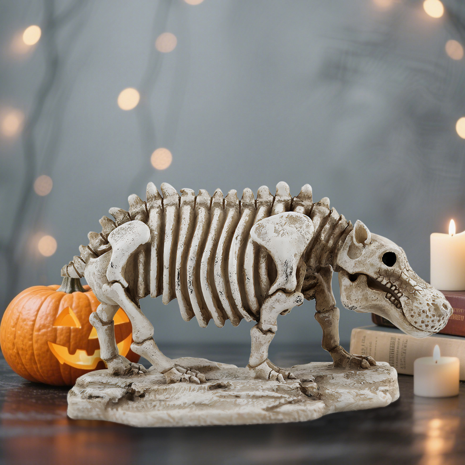  Greek TEMU for Personality Skeleton Animal Skeleton Specimen Hippo Ornaments Halloween Desktop Decorations