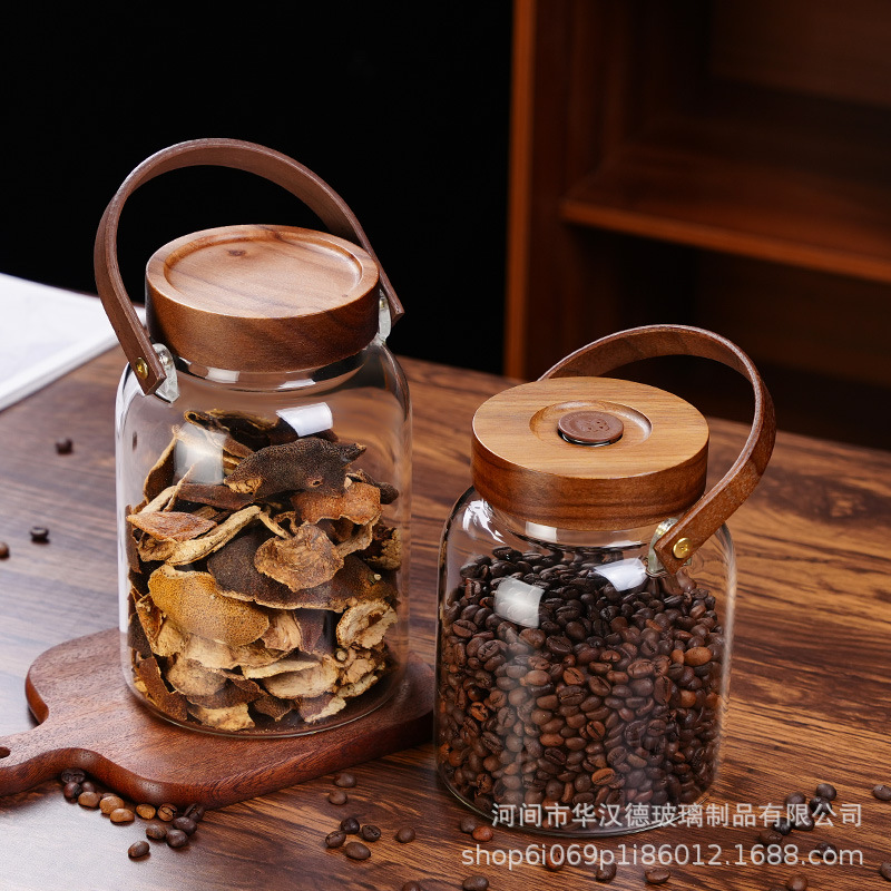 tanque de almacenamiento de cáscara de naranja con viga de elevación, tanque de sellado de vidrio de alto silicio de silicio, tanque de café, botella de vidrio de licor, jarra de té