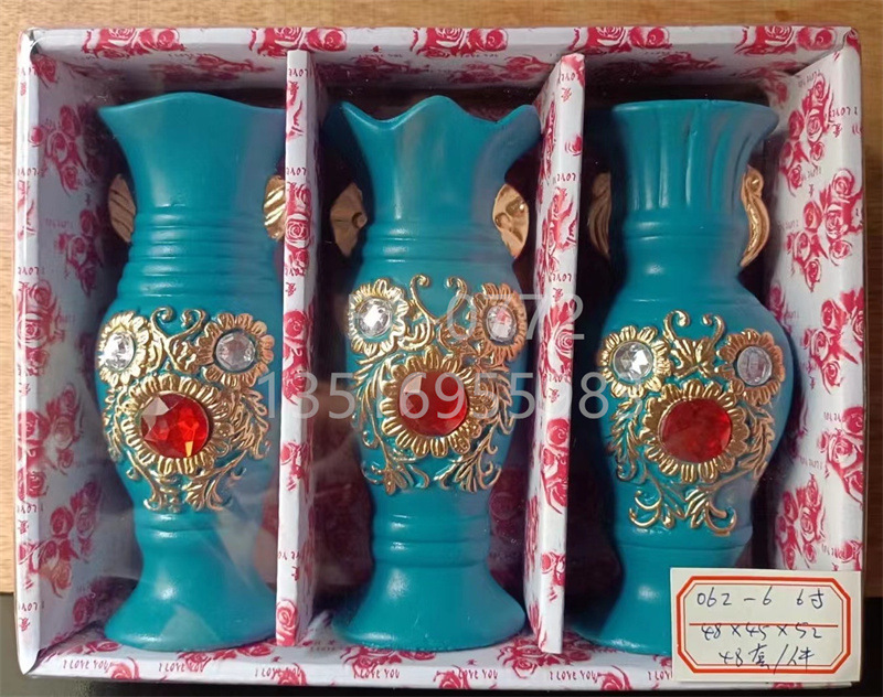 6寸贴钻工艺花瓶摆件 礼物15厘米欧式创意轻奢陶瓷花盆 工厂批发详情17