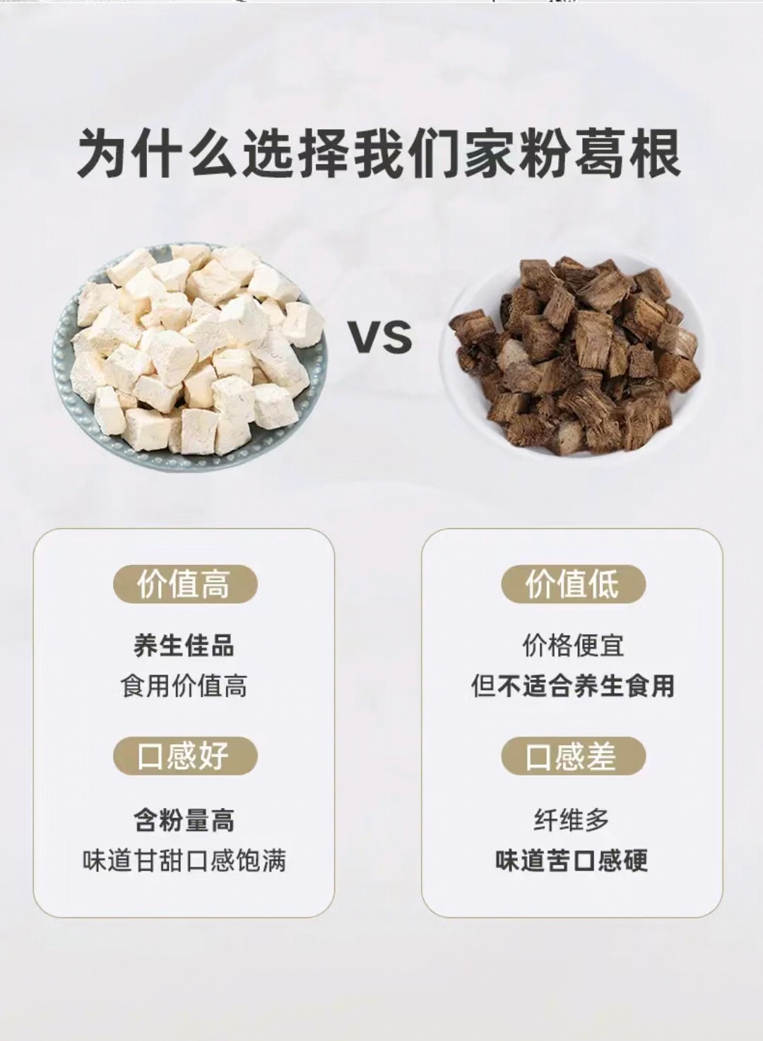Dried Kudzu Root Cubes Ge Gen Pueraria lobata TCM Herb for Decoction and Soup 500g quality and texture