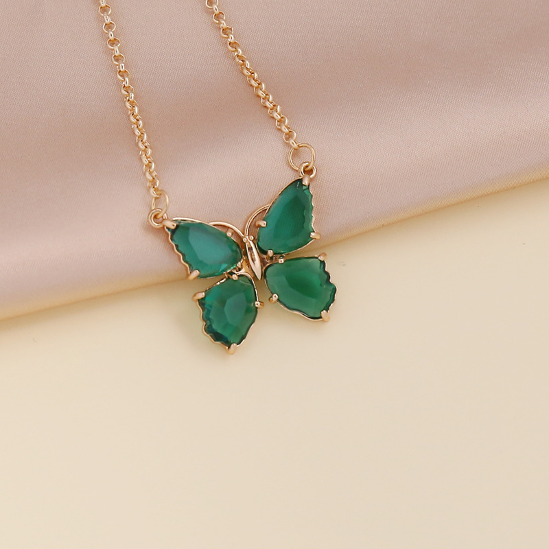 Fashion multicolor zircon butterfly copper necklace earring