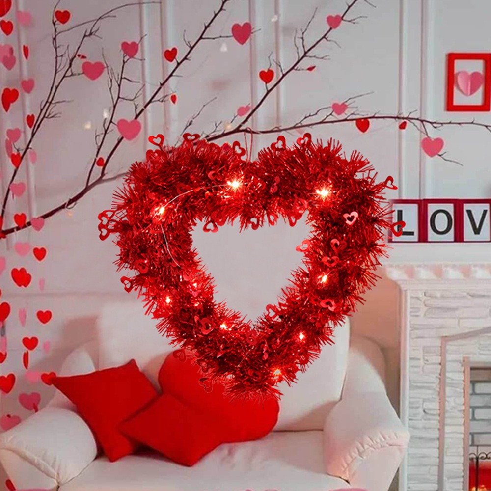 2026 Valentine's Day Red Heart Glowing Garland Pendant Wedding Party Decoration Supplies Colorful Garland Hanging Decoration