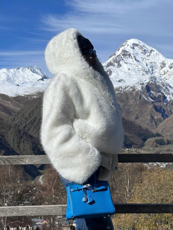 hooded faux fur coat皮草экошуба с капюшоном|undefined