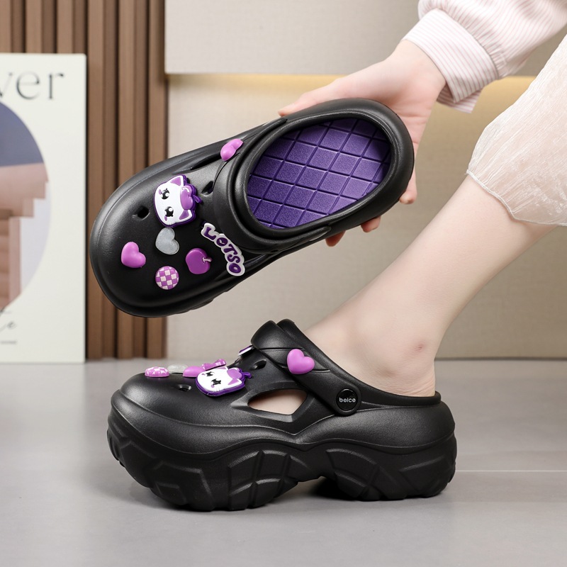 Fashionable Platform-soled Clogs For Women,Thick Soles,Heightening,Non-slip,Internet Celebrity,Cute Beach Sandals And Slippers For Summer Wear