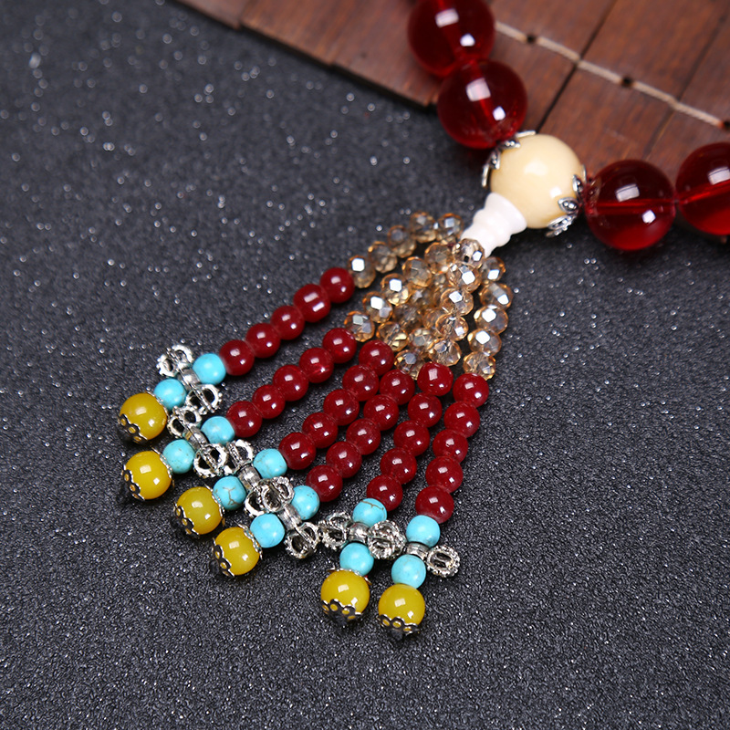 Chinese Style Car Gear Shift Bead Rearview Mirror Pendant Car Ornament Buddha Bead Pendant Crystal Car Hanging Decoration Fortune Bead Ornament