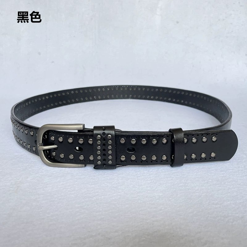 Leather retro belt, cowhide, punk style