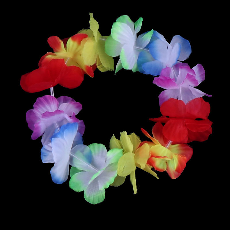 Anillo de pecho de guirlandas Hawaiian grasa baile anillo de cuello de compañía reunión anual de gala gala de gala de guirlandas conjunto de brazaletes de cabeza