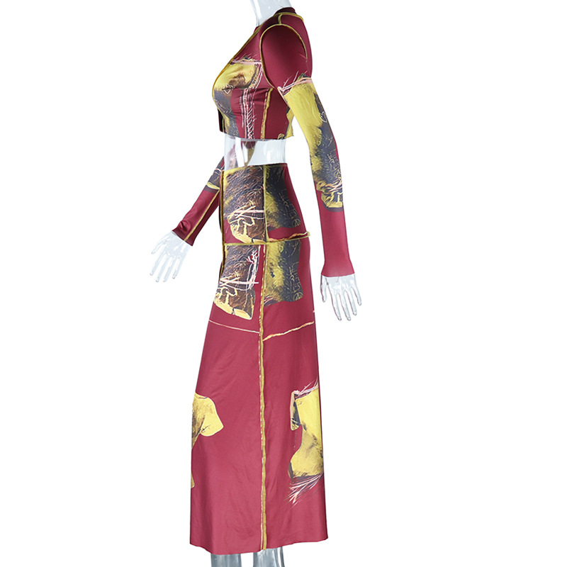 455g Weight Long Sleeve Sleeve Length Polyester Fabric Type Skirt Sets Sets Type 2 Pieces Set Quantity Daily, Beach Occasion V Neck Neckline Slim Fit Type Printing, Butterfly Pattern Summer Season Women's Gender Printing Design Streetwear Style Wholesale Women's Streetwear Printing Printing Butterfly Daily Beach V Neck Long Sleeve 8