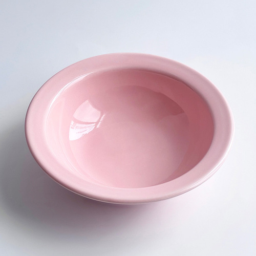 Ins-style macaron color edge pet bowl high-end ceramic bowl cat bowl dog bowl anti-black chin food bowl dog basin