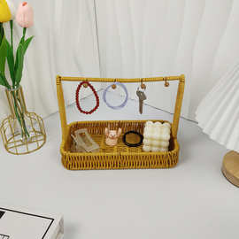 编织玄关收纳架钥匙眼镜摆放台面桌上置物架古风摆件装饰架子储物