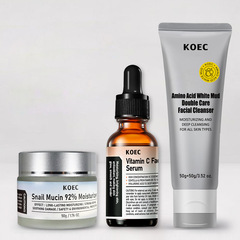 KOEC 蝸牛保濕面霜+VC精華+雙管洗面奶清潔補水護膚套盒批發FDA