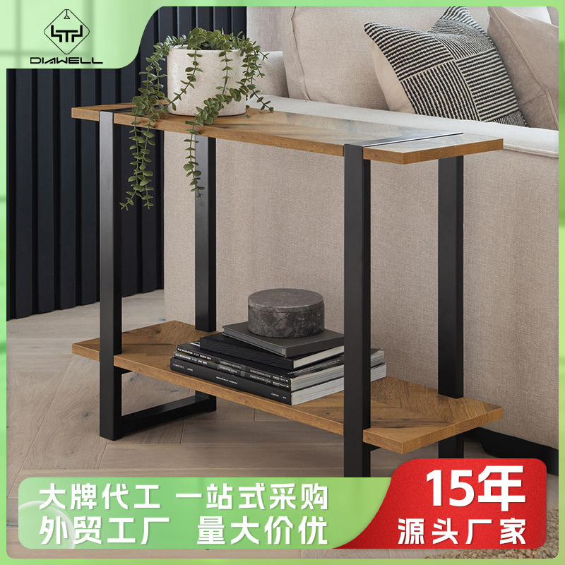 Exportación de lujo ligero mesas de té de doble capa sala de estar sofá mesa de alta sensación rectangular mesa de café de madera maciza mesa de café