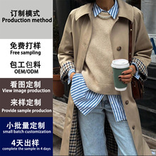 2025欧美跨境新款英伦风高级感小个子过膝女装加长款风衣外套女