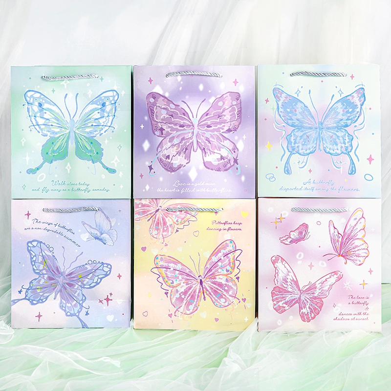 Bolsas de regalo de la sociedad Liyan, series de mariposas coloridas, bolsas de regalo portátiles, bolsas de papel creativas, bolsas de regalo