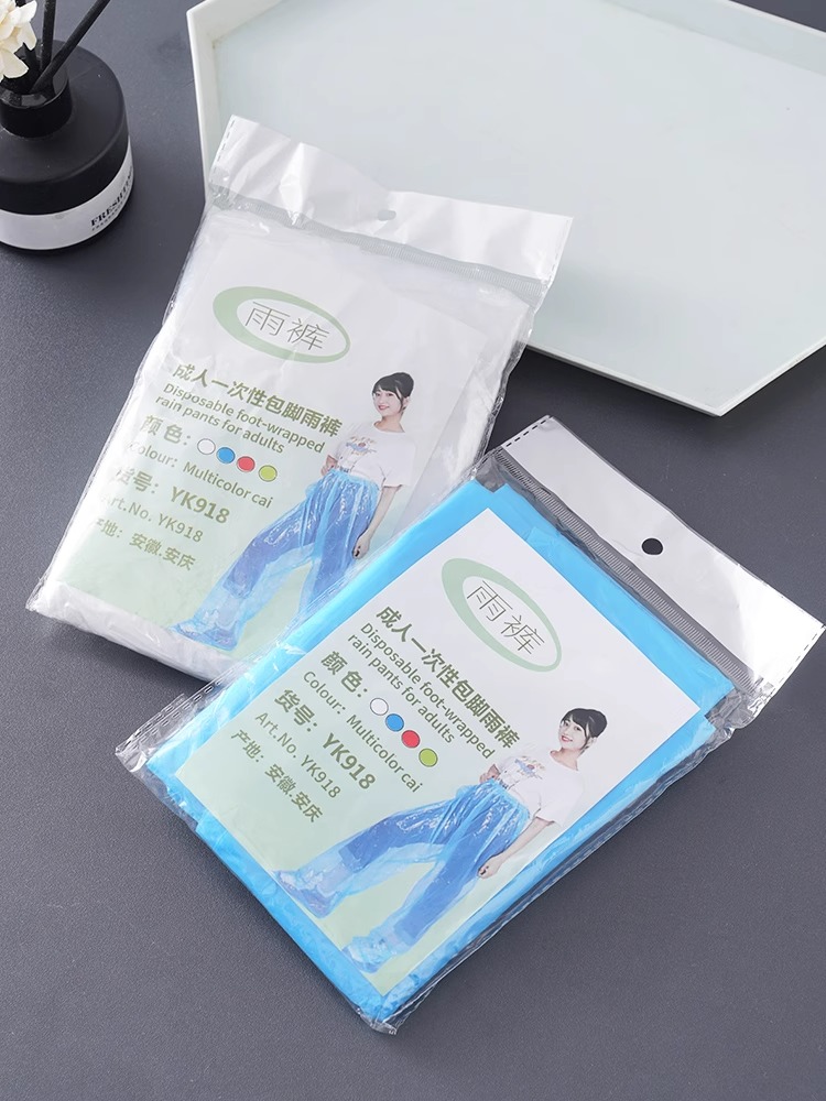 일회용 비 방지 바지 두꺼운 발 포장 방수 야외 플라스틱 비 바지 비 바지 세트 표류 놀이터 비 바지