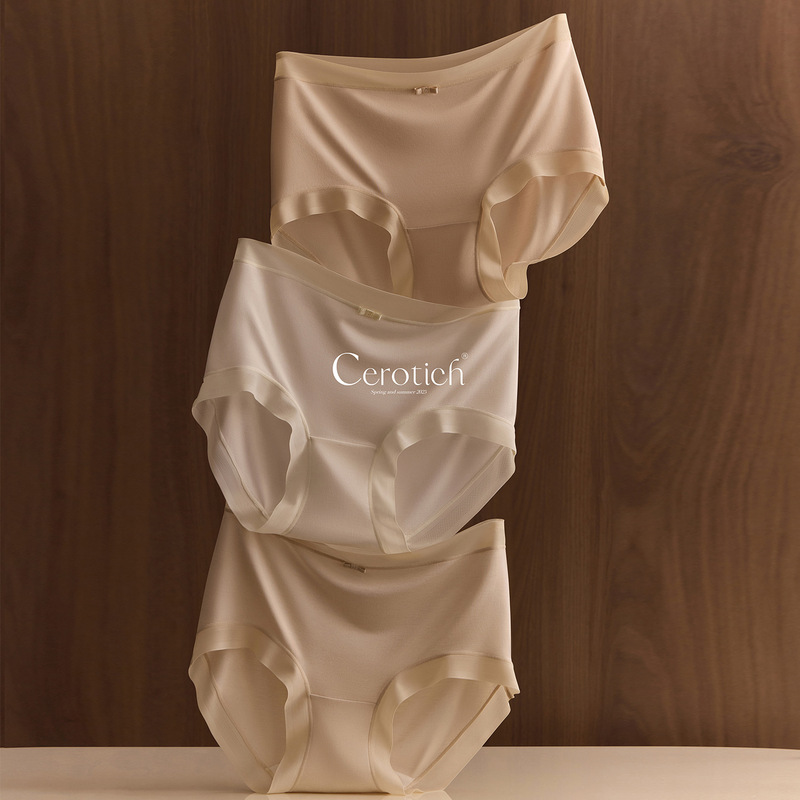 Cerotich 80S ultra-fine mulberry silk nude ladies underwear modal comfortable solid color anti-light briefs