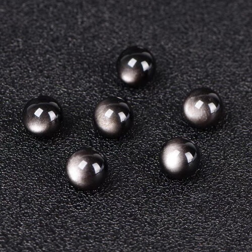 【Certificate Available】Natural Silver Glow Stone Beads DIY Stringing Material Accessories Obsidian Single Necklace Buddha