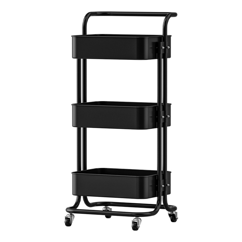 Estante de almacenamiento de carro de acero al carbono multicapa sin instalación móvil de almacenamiento de bocadillos de cocina de dormitorio