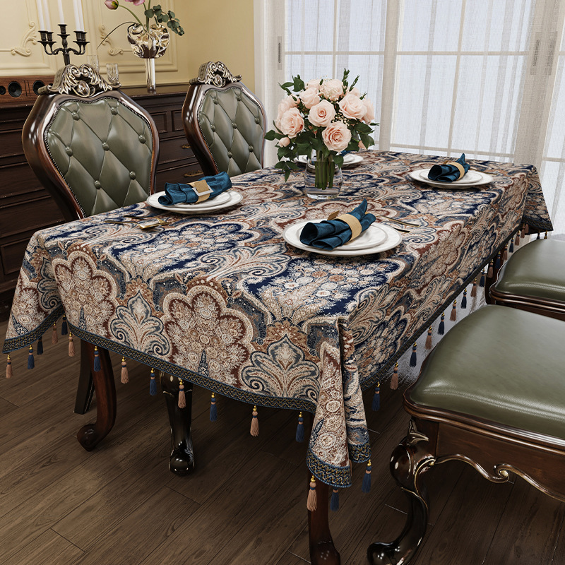 Furunde 자수-다크 블루 식탁보