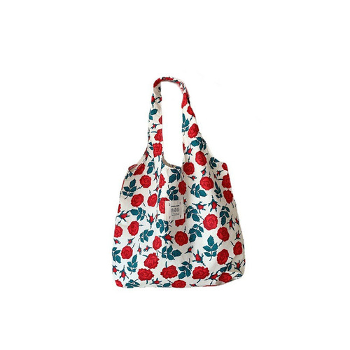35204 Summer ins floral high-end canvas bag small fresh large capacity vest bag shopping shopping bag