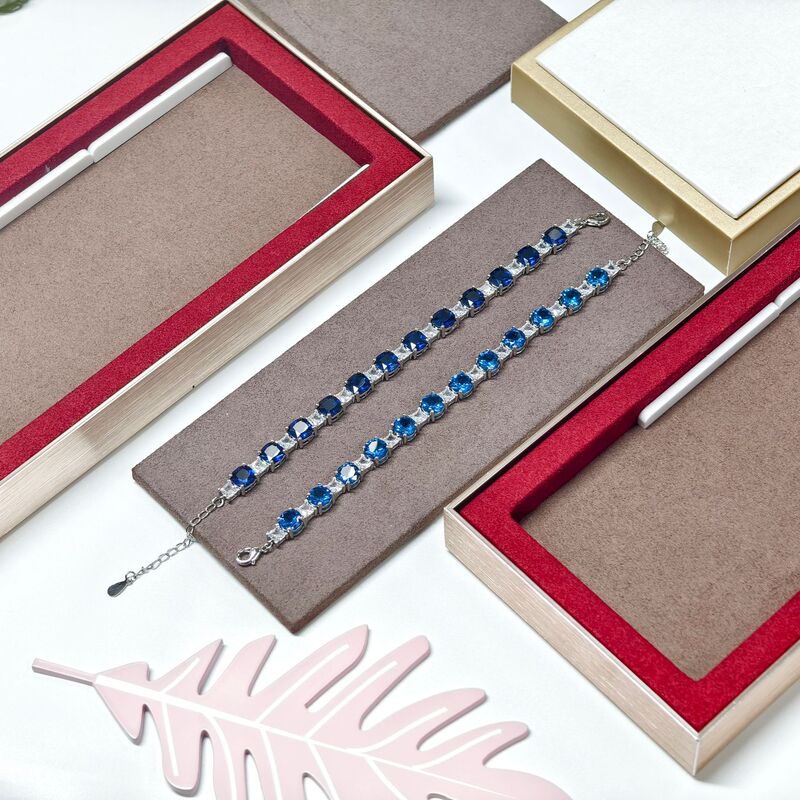 Gesien Jewelry Simulated Colorful Gemstone Tourmaline Tanzanite Square Inlaid Bracelet Niche Style Light Luxury Simple Hand Jewelry