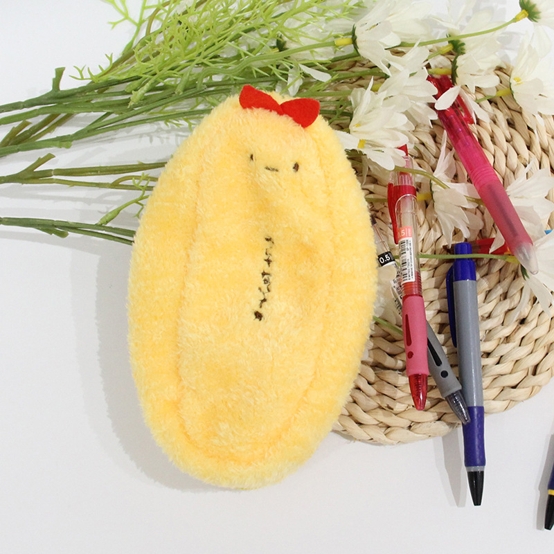 日本のフライドシュリンプ痛バッグ鉛筆バッグぬいぐるみかわいい学生ガールハートデスクトップ文具箱コーナー生き物収納袋|undefined