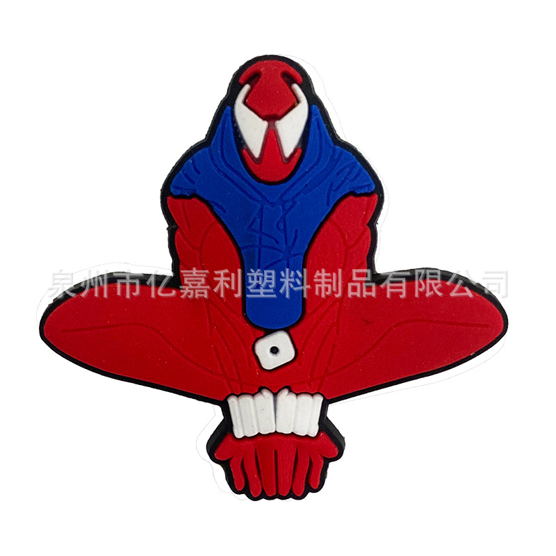 Superhéroe Spider-Man serie Anime agujero zapatos accesorios de jardín zapato flor accesorios de DIY Flor de zapato extraíble