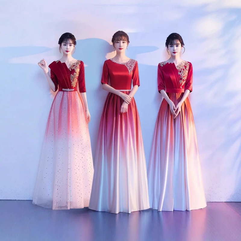 New Choir Performance Clothing Women's Long Skirt Adult Poetry Recitation Singing Red Song Competition Performance Clothing Host Dress New Choir Performance Clothing Women's Long Skirt Adult Poetry Recitation Singing Red Song Competition Performance Clothing Host Dress