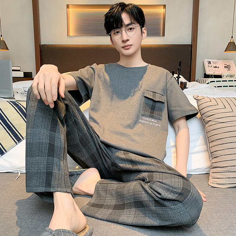 Verano de los nuevos hombres de manga corta pantalones de traje de estilo coreano estudiante simple casual suelta más tamaño desgaste del hogar Delgado