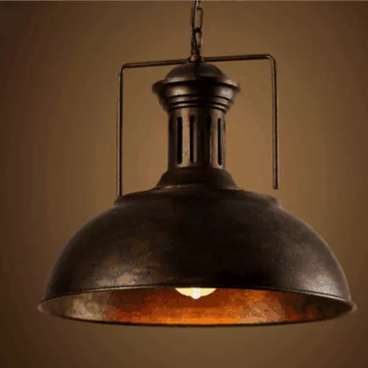 loft美式乡村复古酒吧吧台创意铁艺工业风咖啡厅餐厅单头锅盖吊灯