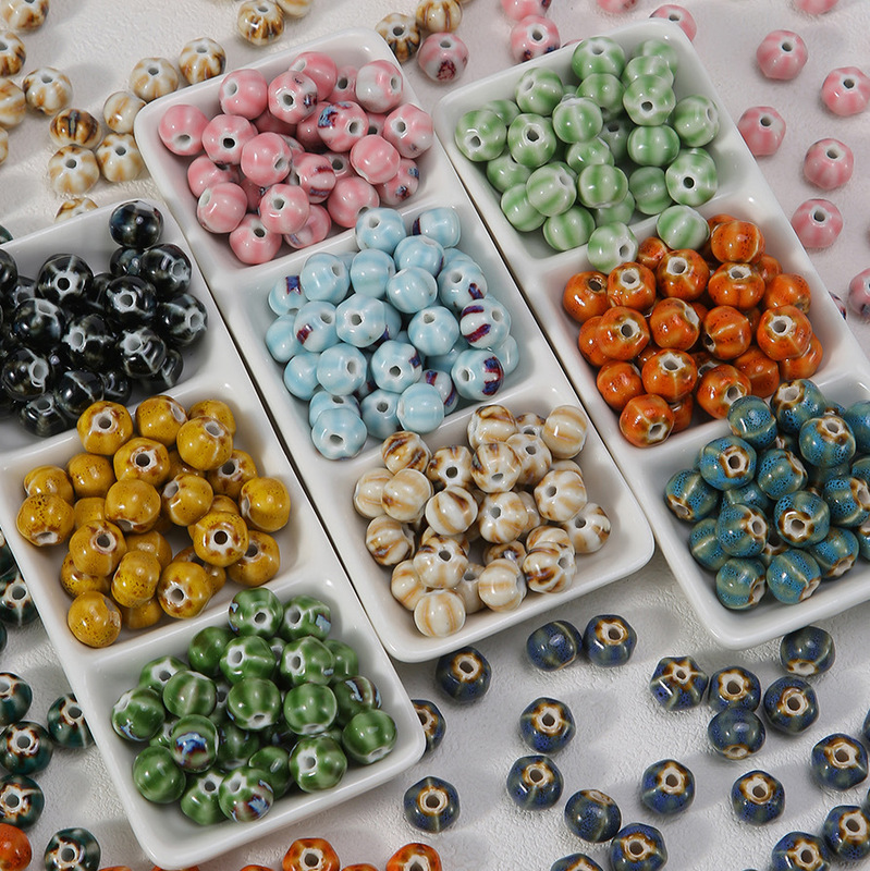 High temperature kiln change pumpkin beads retro national style ceramic beads hand-made diy loose beads bracelet necklace accessories High temperature kiln change pumpkin beads retro national style ceramic beads hand-made diy loose beads bracelet necklace accessories