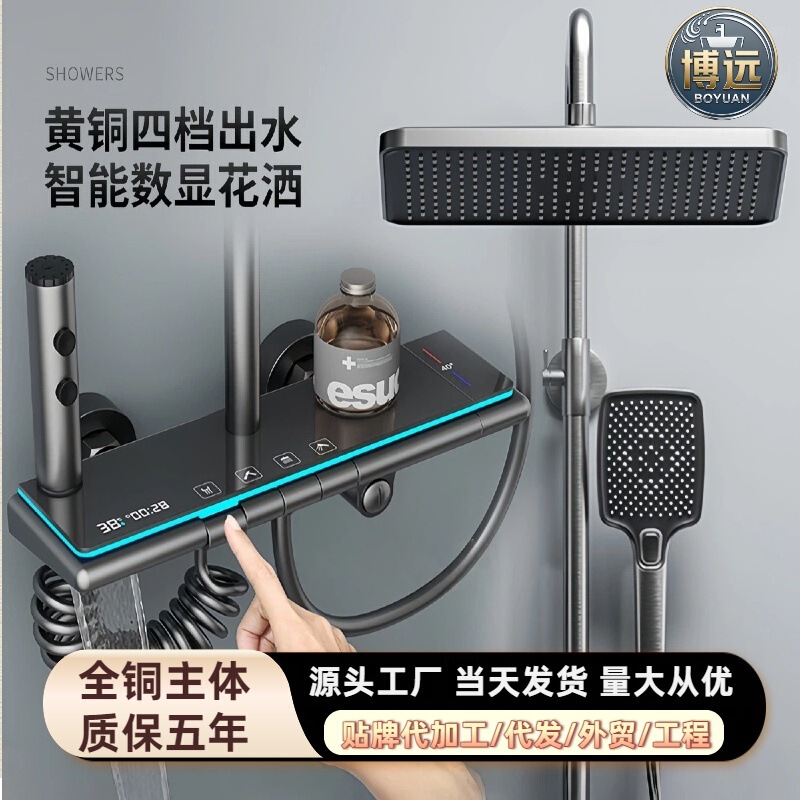 All-Copper Constant Temperature Shower Head Set for Home Bathroom Shower Faucet Nozzle Bathroom Booster Shower