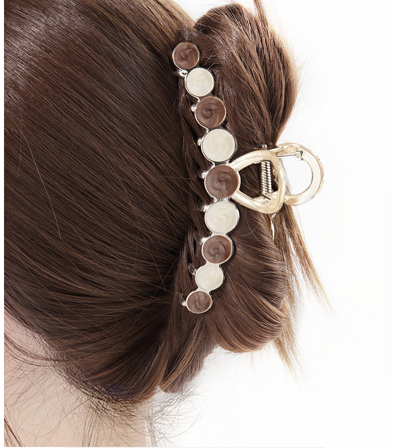 Fashion Morandi Oil Dripping Metal Grip Geometric Alloy Updo Hair Clawpicture1