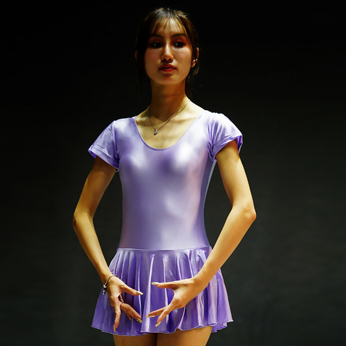 Glossy silky one-piece ballet skirt exercise skirt sports yoga short skirt body skirt gymnastics skirt