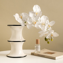 贝汉美简约现代竹节拼色法式花瓶陶瓷桌面摆件水培鲜花花器装饰品