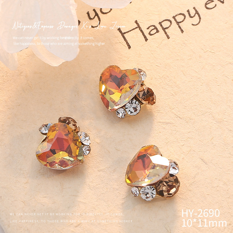 Celebridad en línea Maillard joyería de uñas de cristal pila diamante producto terminado flash torcido corazón grasa cuadrado hecho a mano perla joyería de uñas