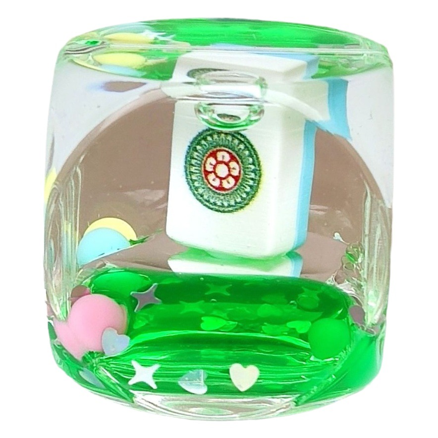 Aceite de acrílico que fluye botella de arena caliente DIY Mahjong dados Llavero Accesorios Del Coche colgante