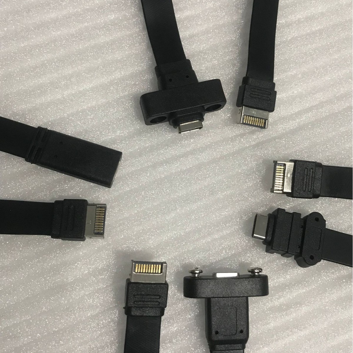 USB3.2挡板线TYPE-E转type-C 20G扁线机箱PCI位KEY A转type c母（